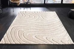 Design Teppich WAVE 240x170cm creme beige 3D-Effekt