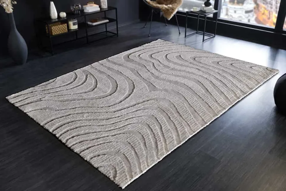 Design Teppich WAVE 240x170cm grau 3D-Effekt