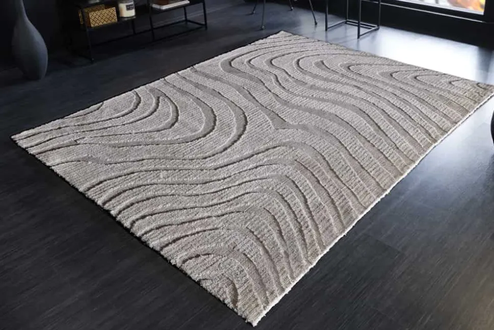 Design Teppich WAVE 240x170cm grau 3D-Effekt