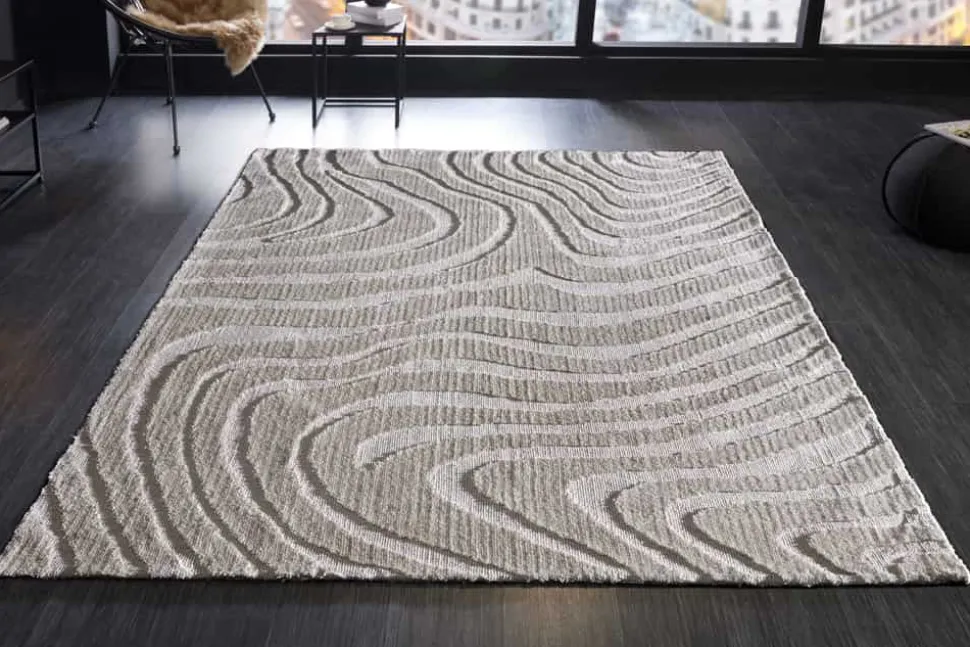 Design Teppich WAVE 240x170cm grau 3D-Effekt