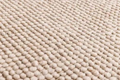 Design Teppich WOOL 150cm beige rund Wolle Handarbeit