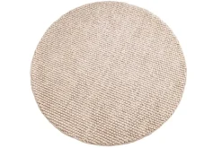 Design Teppich WOOL 150cm beige rund Wolle Handarbeit