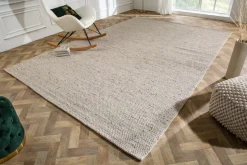 Design Teppich WOOL XXL 350x240cm silbergrau aus Wolle