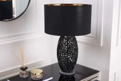 Design Tischlampe ABSTRACT LEAF schwarz Metall Marmorfuß handmade