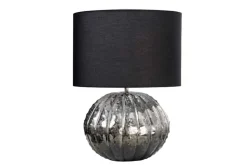 Design Tischlampe ABSTRACT 50cm silber schwarz Metall Stoffschirm handmade