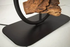 Design Tischlampe ELEMENTS 58cm schwarz Baumwollschirm Fuß mit Massivholz
