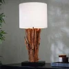 Design Tischlampe EUPHORIA 60cm natur weiß rund Massivholz handgearbeitet