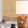 Design Tischlampe PURE NATURE 45cm natur handmade Eisenholz Baumwollschirm weiß