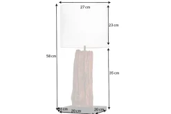 Design Tischlampe ROUSILIQUE 60cm natur weiß rund Treibholz handgearbeitet