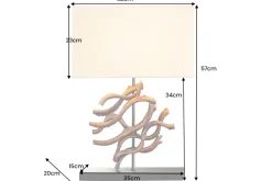 Design Tischlampe WAVE 60cm natur Massivholz handmade beige Baumwollschirm