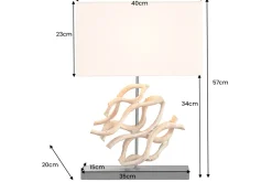 Design Tischlampe WAVE 60cm natur Massivholz handmade weiß Baumwollschirm