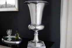 Design Vase GOAL 75cm silber Pflanzen Pokal Aluminium