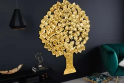 Design Wanddeko TREE OF LIFE XXL 170cm gold Metall handmade Ginkgo
