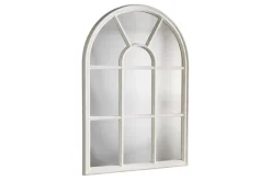 Design Wandspiegel CASTILLO 100cm weiß Landhausstil Fensterspiegel Rundbogen Shabby Chic