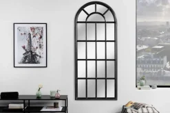 Design Wandspiegel CASTILLO 140cm schwarz Landhausstil Fenster