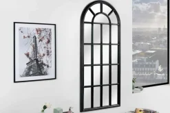 Design Wandspiegel CASTILLO 140cm schwarz Landhausstil Fenster
