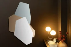 Design Wandspiegel GEOMETRIC 125cm blau braun klar drei Spiegelflächen
