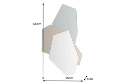 Design Wandspiegel GEOMETRIC 125cm blau braun klar drei Spiegelflächen