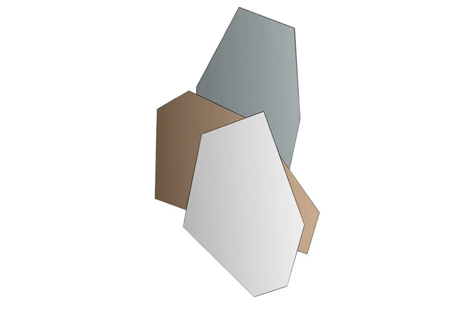 Design Wandspiegel GEOMETRIC 125cm blau braun klar drei Spiegelflächen