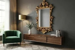 Design Wandspiegel OPULENT 125cm gold detailreiche Rahmenverzierung Modern Barock
