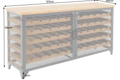 Design Weinboard BODEGA 130cm natur schwarz Tannenholz Metall Flaschenregal
