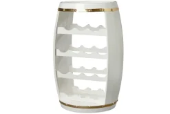 Design Weinfass BODEGA WHITE 65cm weiß gold Pinie Flaschenregal 14 Flaschen
