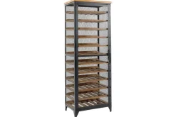 Design Weinschrank BODEGA 185cm natur schwarz Tannenholz Metall Flaschenregal