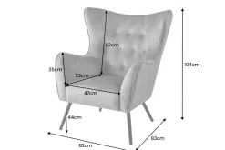 Design XL Sessel AMSTERDAM grün Samt schwarze Metallbeine Retro Stil