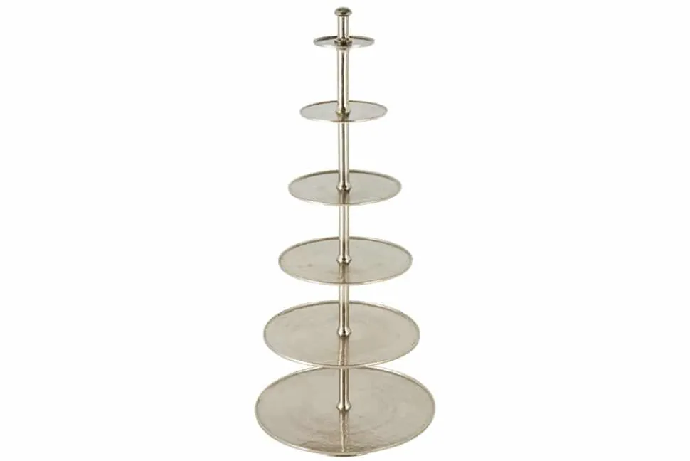 Design XXL Etagere ABSTRACT 180cm silber Metall mit sechs Etagen handmade