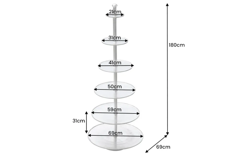 Design XXL Etagere ABSTRACT 180cm silber Metall mit sechs Etagen handmade