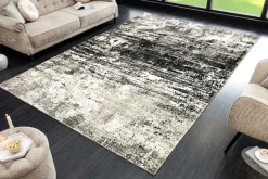 Design XXL Teppich MODERN ART 350x240cm beige braun Kurzflor Indoor-Teppich