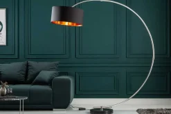 Dimmbare Bogenlampe PYTHON 190cm schwarz gold Retro Bogenleuchte