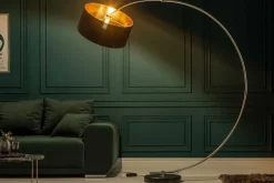 Dimmbare Bogenlampe PYTHON 190cm schwarz gold Retro Bogenleuchte