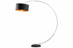 Dimmbare Bogenlampe PYTHON 190cm schwarz gold Retro Bogenleuchte