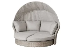 Drehbare Sonneninsel SEATTLE 195cm greige mit Sonnendach inkl. Kissen