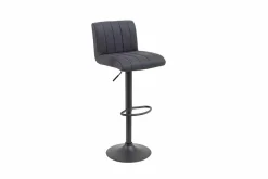 Drehbarer Barhocker PORTLAND vintage grau Microfaser Barstuhl mit Lehne höhenverstellbar