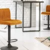 Drehbarer Barhocker PORTLAND senfgelb Samt Barstuhl mit Lehne höhenverstellbar