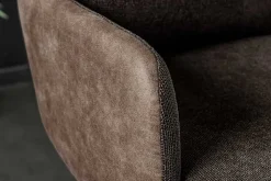 Drehbarer Design Barhocker BIG GEORGE taupe Samt Taschenfederkern mit Armlehnen Metall