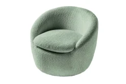 Drehbarer Design Sessel ALPINE salbei Bouclé 360° mit Armlehnen