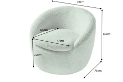 Drehbarer Design Sessel ALPINE salbei Bouclé 360° mit Armlehnen