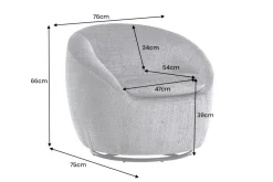 Drehbarer Design Sessel ALPINE grau Chenille Cremona 360° mit Armlehnen