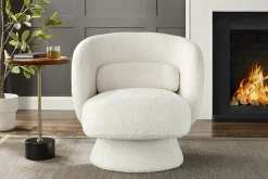 Drehbarer Design Sessel BOSSA NOVA beige Bouclé