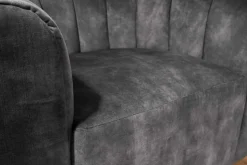 Drehbarer Design Sessel BABYLON dunkelgrau Samt Lounge Cocktailsessel