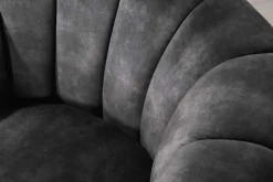 Drehbarer Design Sessel BABYLON dunkelgrau Samt Lounge Cocktailsessel