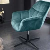 Drehbarer Design Sessel PAPILLON petrol Samt 360° schwarz Metall höhenverstellbar