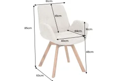 Drehbarer Design Stuhl BALTIC grau Bouclé natur Eiche Massivholz-Beine mit Armlehne