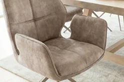 Drehbarer Design Stuhl CONCORD champagner greige Samt Taschenfederkern Metallgestell greige