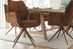 Drehbarer Design Stuhl CONCORD rost braun Samt Taschenfederkern Metallgestell braun
