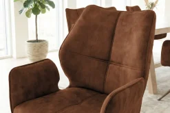Drehbarer Design Stuhl CONCORD rost braun Samt Taschenfederkern Metallgestell braun