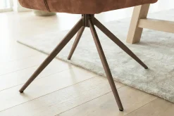 Drehbarer Design Stuhl CONCORD rost braun Samt Taschenfederkern Metallgestell braun